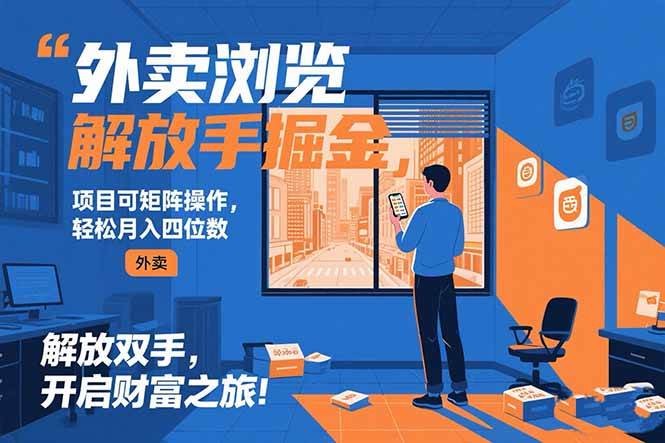 （15440期）外卖浏览掘金项目 可矩阵操作 轻松日入500+-财阁