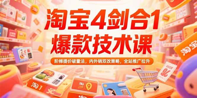 （15415期）淘宝4剑合1爆款技术课，阶梯提价破量法，内外销双改策略，全站推广拉升-财阁