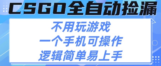 CSGO自动捡漏项目，最新独家玩法，不用挂G不用玩游戏，一个手机即可操作，新手小白轻松月入1W+【揭秘】-财阁