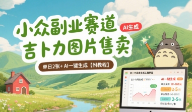 小众副业赛道 吉卜力图片售卖 单日2张+ AI一键生成【附教程】-财阁