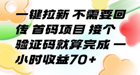 一键拉新 不需要回传 首码项目 接个验证码就算完成 一小时收益70+【揭秘】-财阁