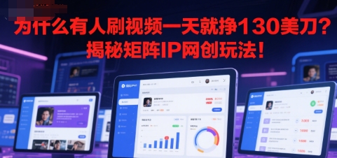为什么有人刷视频一天就挣130美刀？揭秘矩阵IP网创玩法!-财阁