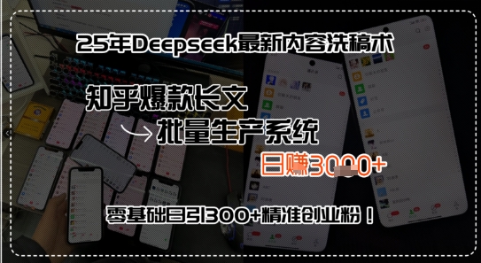 25年Deepseek最新内容洗稿术，知乎爆款长文批量生产系统，零基础日引300+精准创业粉!-财阁