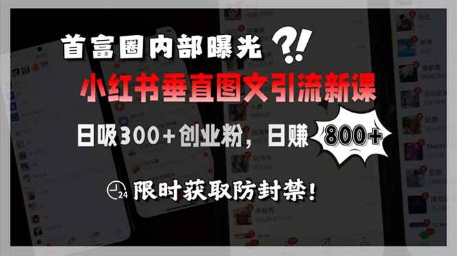 （15313期）首富圈内部曝光小红书垂直图文引流新课，日吸300+创业粉，日赚800+，限…-财阁