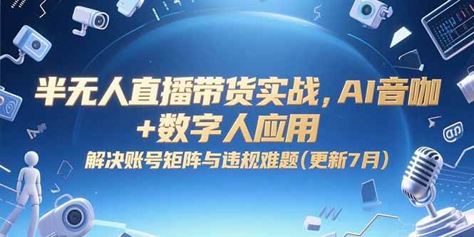 （15280期）半无人直播带货实战，AI音咖+数字人应用 解决账号矩阵与违规难题(更新7月)-财阁