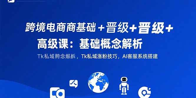 （15496期）跨境电商基础+晋级+高级课：基础概念解析,Tk私域涨粉技巧,AI客服系统搭建-财阁
