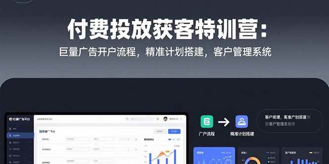 （15426期）付费投放获客特训营：巨量广告开户流程，精准计划搭建，客户管理系统-财阁