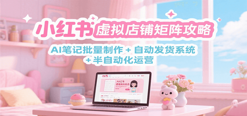 小红书虚拟店铺矩阵攻略：AI笔记批量制作 + 自动发货系统 + 半自动化运营-财阁