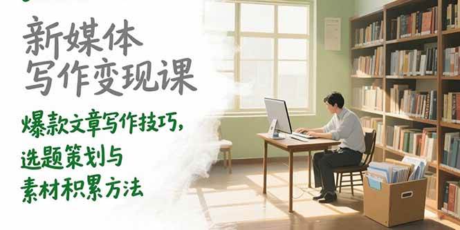 （15345期）新媒体写作变现课，爆款文章写作技巧，选题策划与素材积累方法-财阁